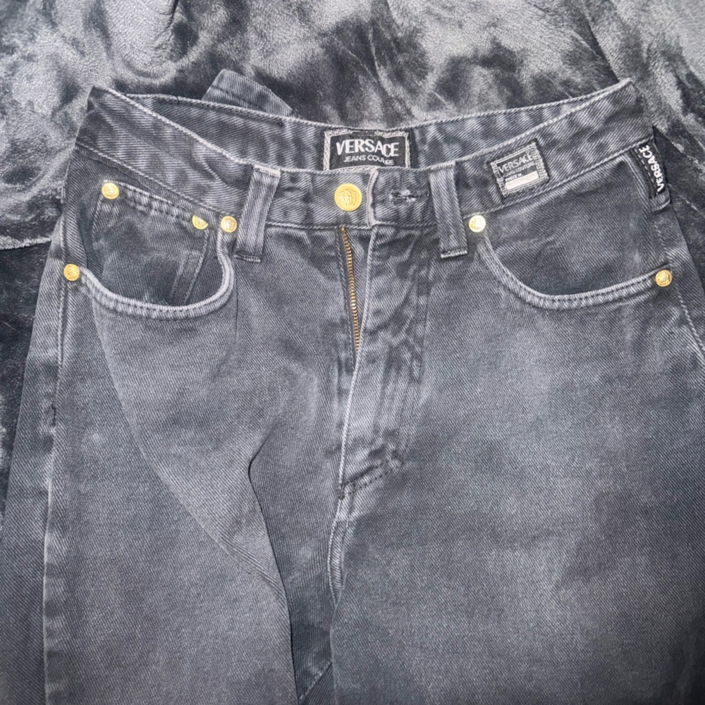 Versace Dark Gray Jeans with Gold Details